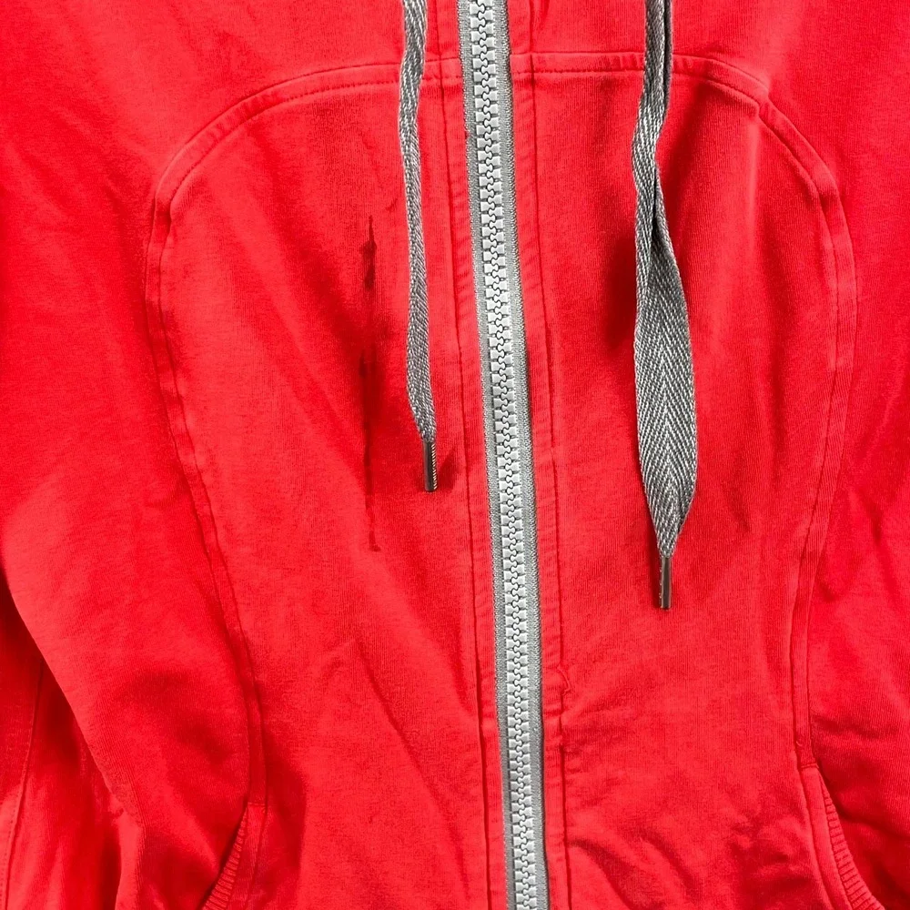 Lululemon Hoodie Womens 8 Red Logo Full Zip Athletic Track Sportswear Athleisure